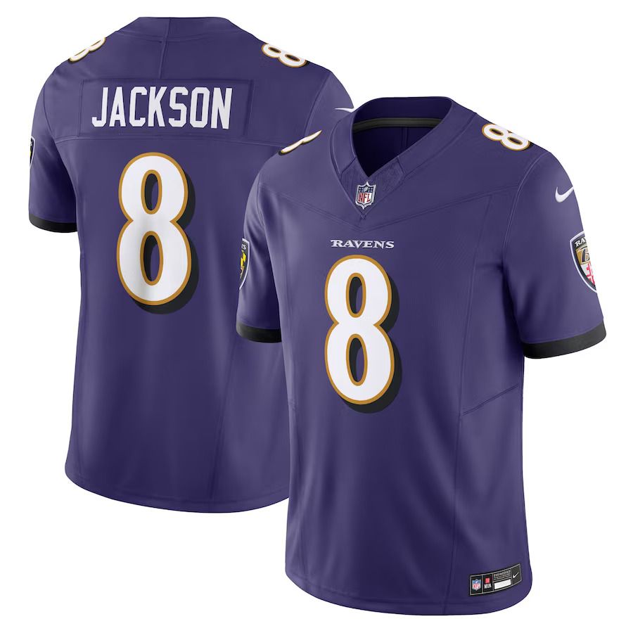 Men Baltimore Ravens #8 Lamar Jackson Nike Purple Vapor F.U.S.E. Limited NFL Jerseys->baltimore ravens->NFL Jersey
